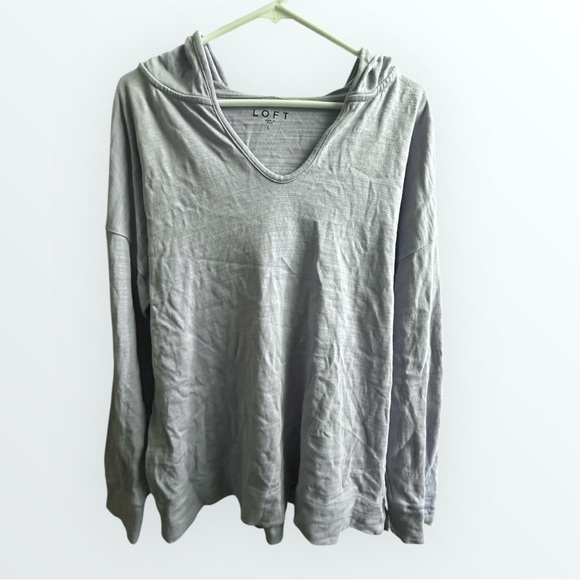 LOFT Lilac V-Neck Pullover Hoodie Sweatshirt - Picture 3 of 5